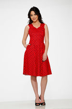 Red & Black Polka Dot Swing Dress