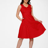 Red & Black Polka Dot Swing Dress