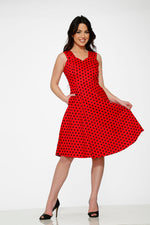 Red & Black Polka Dot Swing Dress
