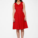 Red & Black Polka Dot Swing Dress