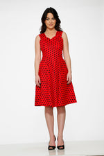 Red & Black Polka Dot Swing Dress