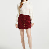 Vogue on Vinyl Button Front Corduroy Skirt