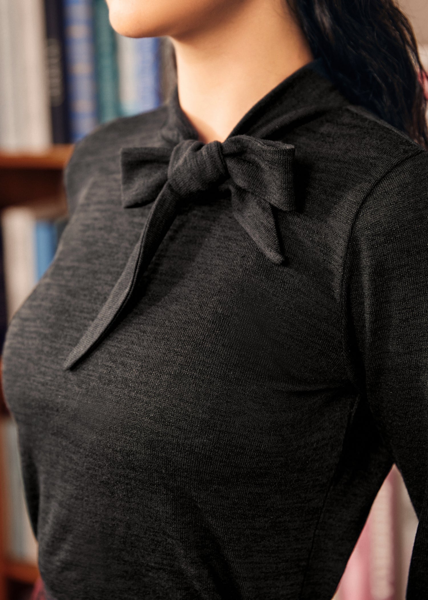 Rydell High Revisited Long Sleeve Tie-Neck Top (Final Sale)