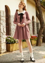 Couture Curtsy Long Sleeve Collar Dress