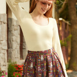 Sock Hop Sensation Long Sleeve Scoopneck Top (Final Sale)