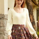 Sock Hop Sensation Long Sleeve Scoopneck Top (Final Sale)