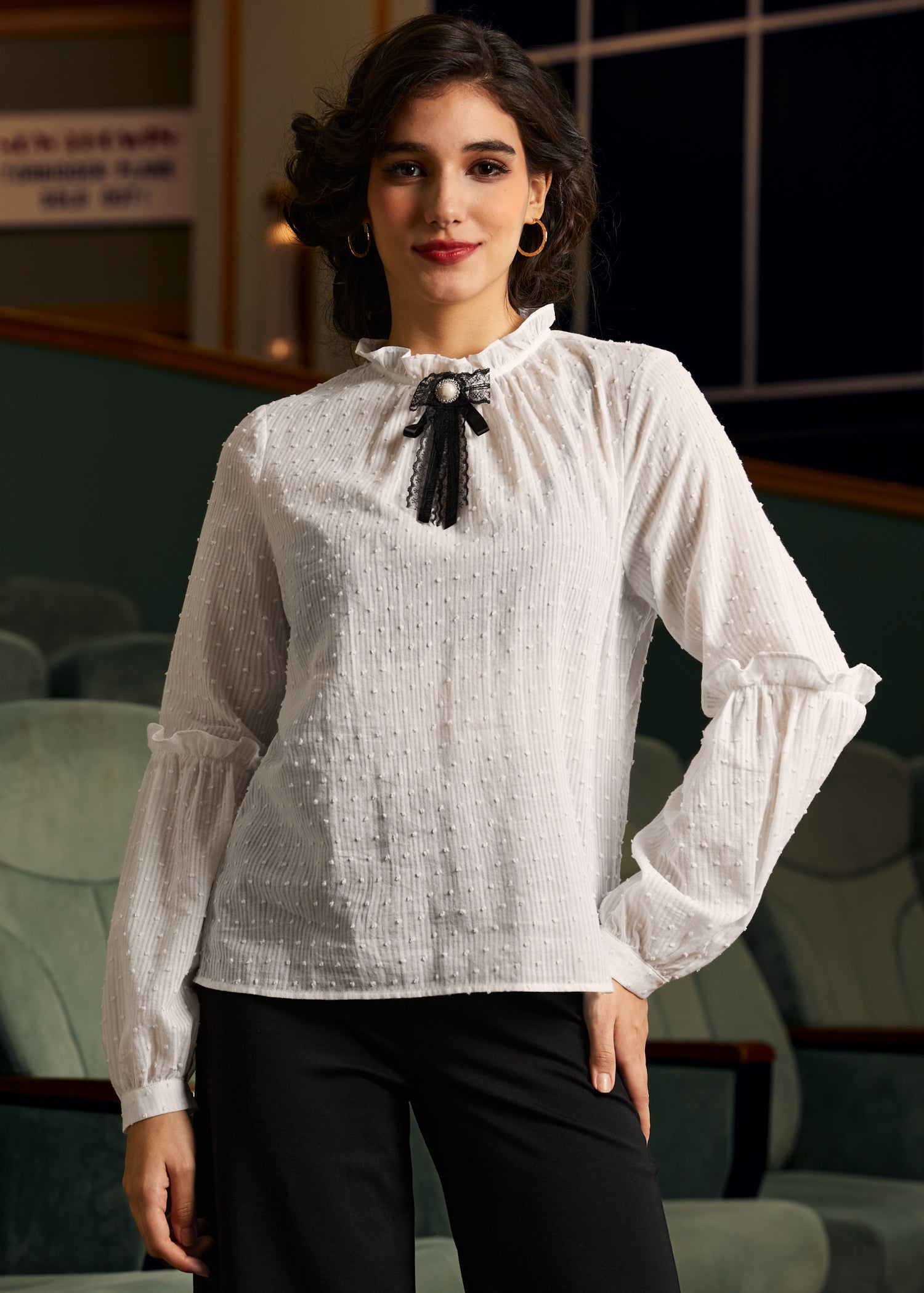 Bygone Beauty Balloon Sleeve Blouse (Final Sale)