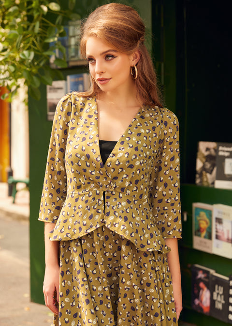 Day Party Puff Shoulder Peplum Blouse