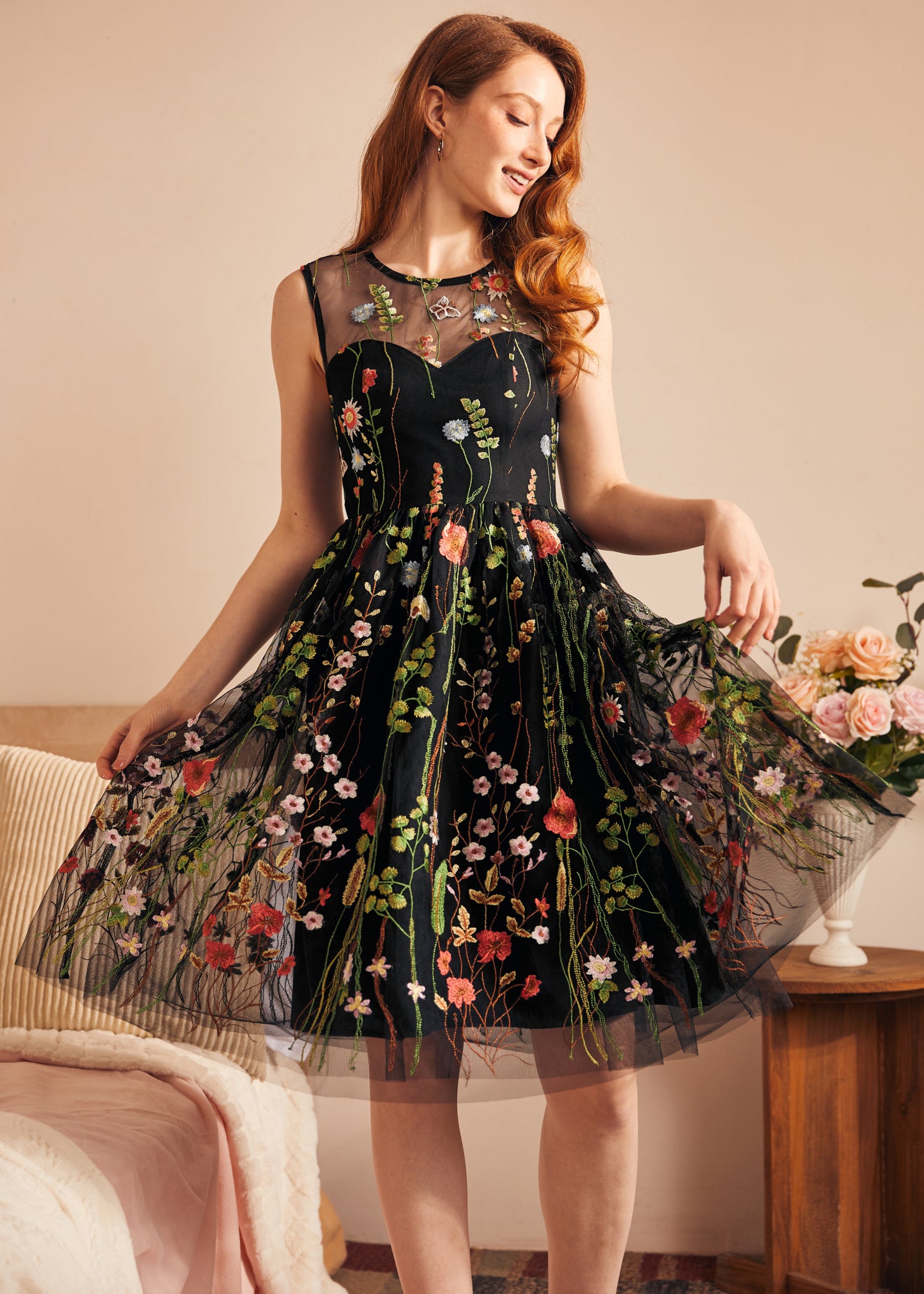 ModCloth Mystique Mirage Fit & Flare Dress in Gothic Garden, Plus Size 2X