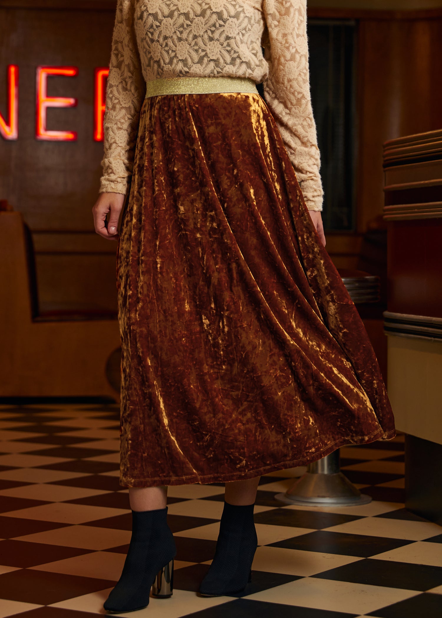Golden Whispers Velvet Maxi Skirt – ModCloth