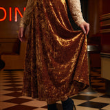 Golden Whispers Velvet Maxi Skirt