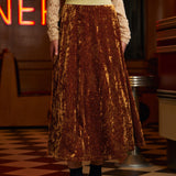 Golden Whispers Velvet Maxi Skirt