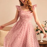 Midsummer Flutter Fit & Flare Dress