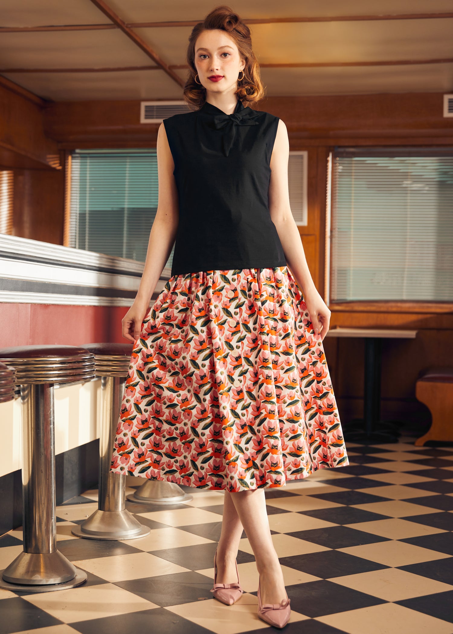 Retro Rendezvous Tie-Neck Top (Final Sale)