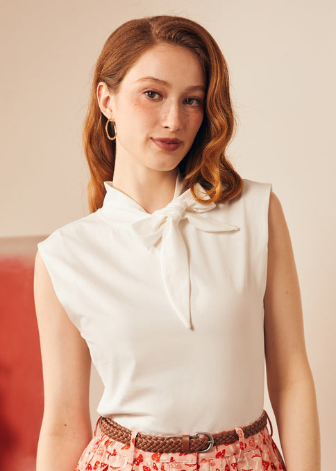 Retro Rendezvous Tie-Neck Top