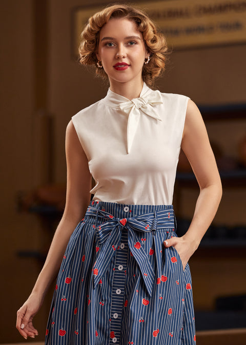 Retro Rendezvous Tie-Neck Top