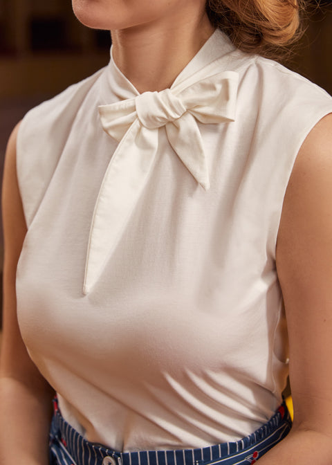 Retro Rendezvous Tie-Neck Top