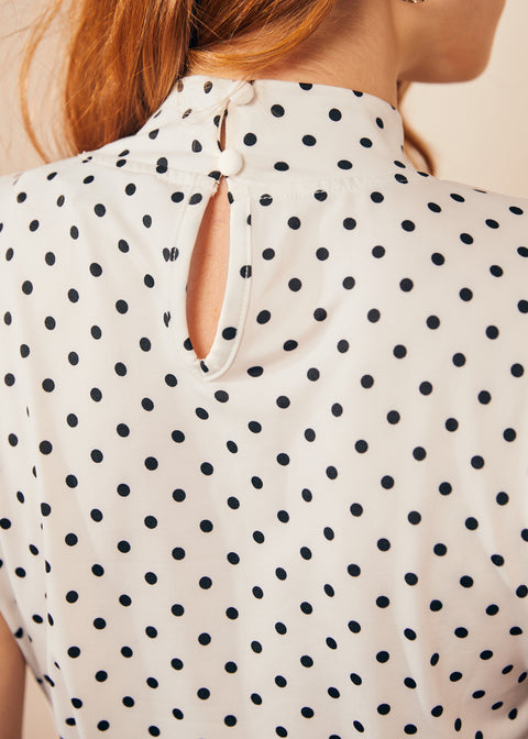 Retro Rendezvous Tie-Neck Top