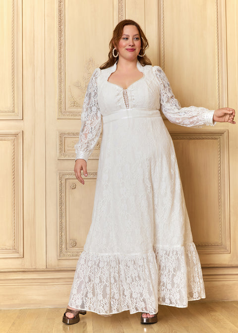 GUNNE SAX for ModCloth Beth Lace Corselette Maxi Dress Cloud Dancer / 4X GUNNE SAX for ModCloth Beth Lace Corselette Maxi Dress Cloud Dancer / 4X
