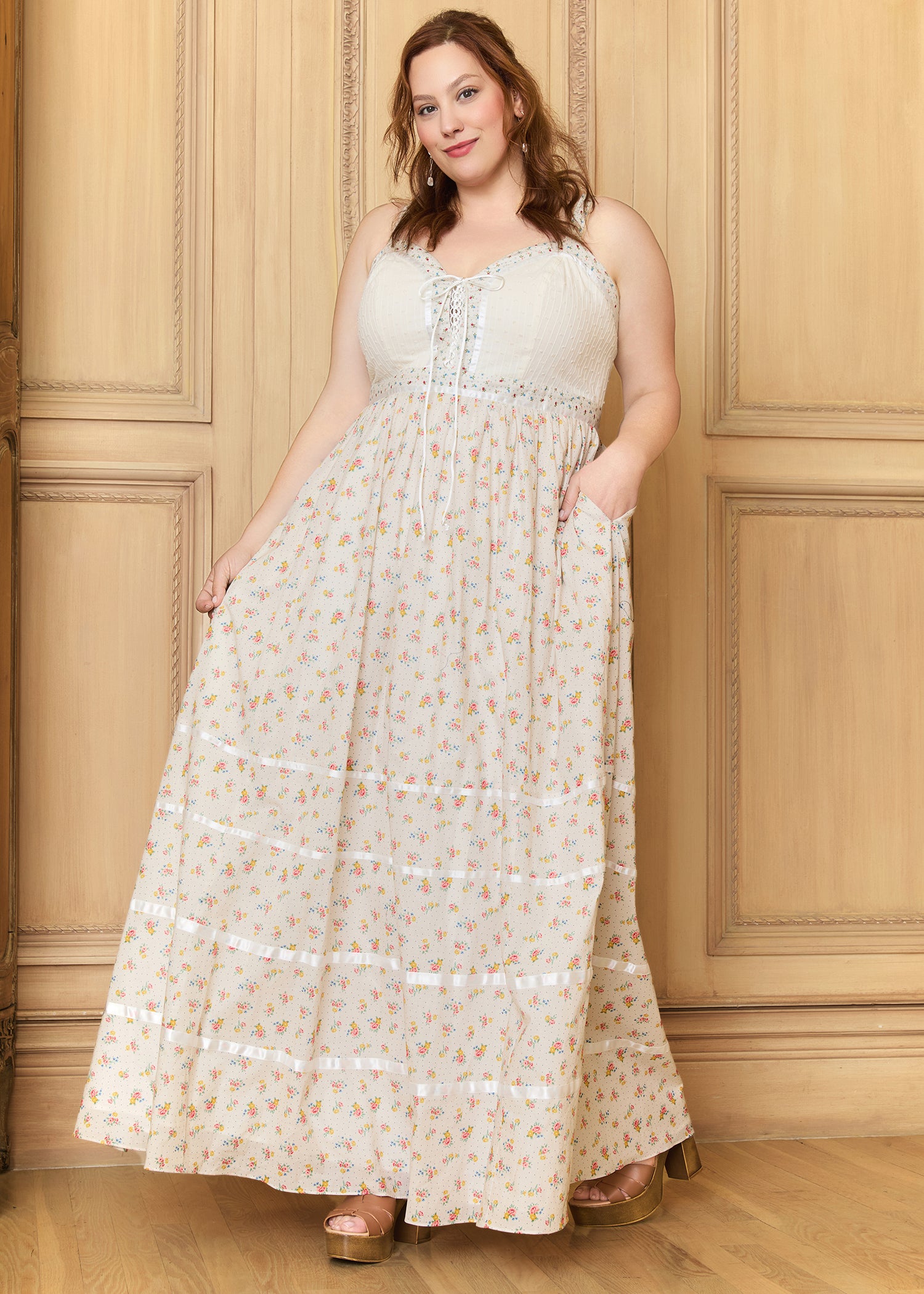 GUNNE SAX for ModCloth Reyna Lace-Up Maxi Sundress