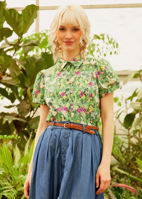 Goose in Bloom Button-Up Top