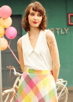 Sweet Stitched Collar V-Neck Top