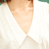 Sweet Stitched Collar V-Neck Top (Final Sale)