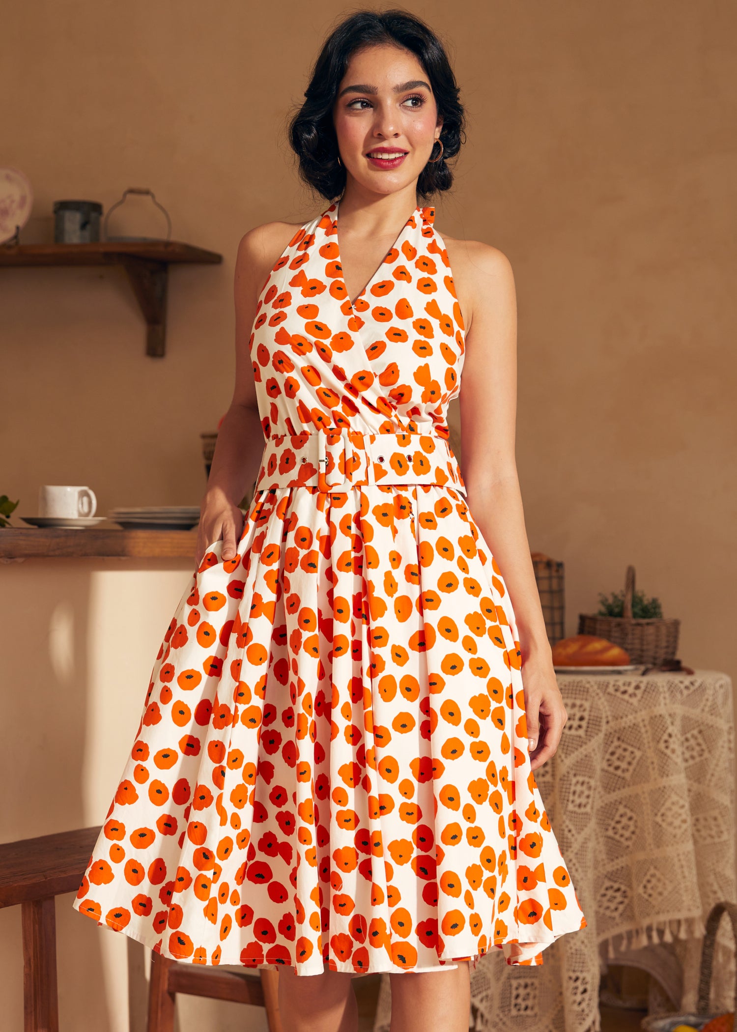 Instant Energy Faux-Wrap Halter Dress (Final Sale)