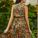 Back view of dress showing fit and flare silhouette