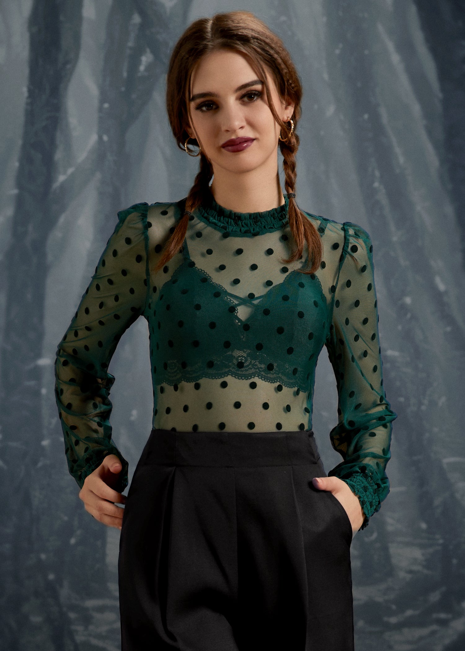 Roxanne Smocked Mockneck Blouse (Final Sale)