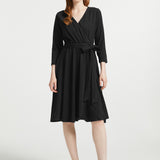 Instant Energy Faux-Wrap 3/4 Sleeve Knit Dress