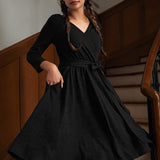 Instant Energy Faux-Wrap 3/4 Sleeve Knit Dress
