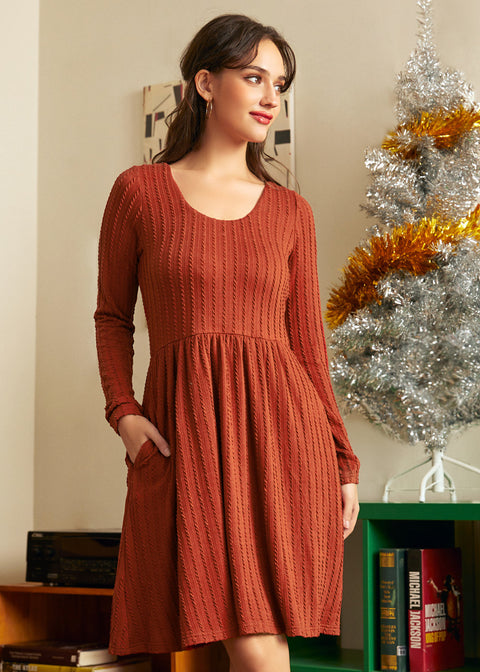 Nostalgic Narrative Knit Dress