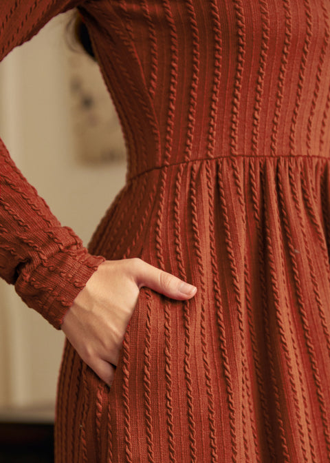 Nostalgic Narrative Knit Dress