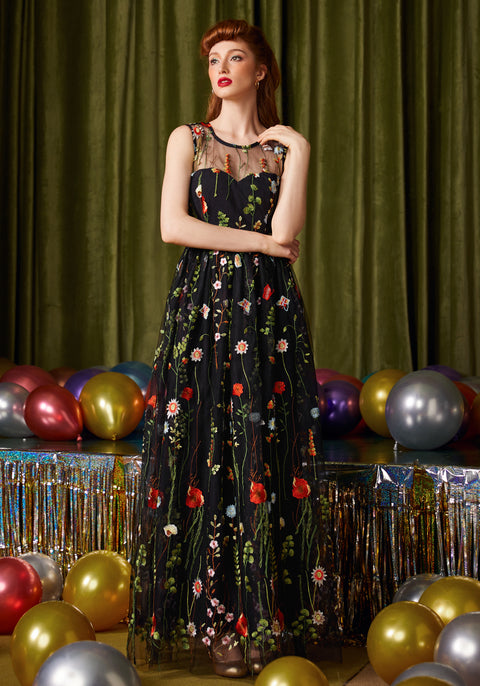 Mystique Mirage Fit & Flare Maxi Dress in Nightshade, Size XL Mystique Mirage Fit & Flare Maxi Dress in Nightshade, Size XL