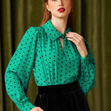 Spot On Keyhole Blouse (Final Sale)