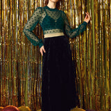 Golden Whispers Velvet Maxi Skirt