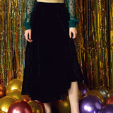 Golden Whispers Velvet Maxi Skirt