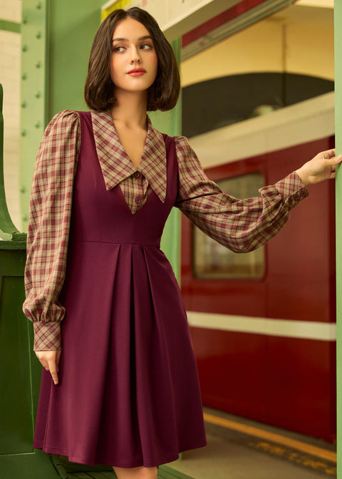 The Campus Cutie Jumper Dress in Berry Booksmart, Size S The Campus Cutie Jumper Dress in Berry Booksmart, Size S