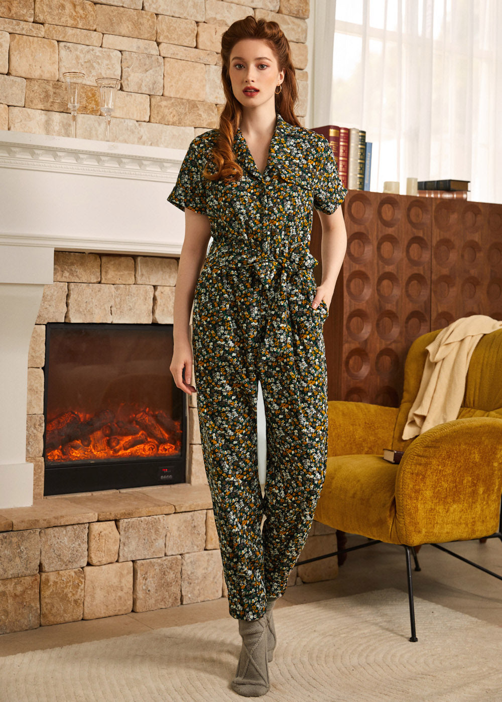 Mushroom About Town Jumpsuit - Ditsy Floral Edition – ModCloth
