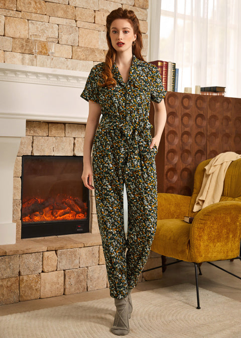 Mushroom About Town Jumpsuit - Ditsy Floral Edition