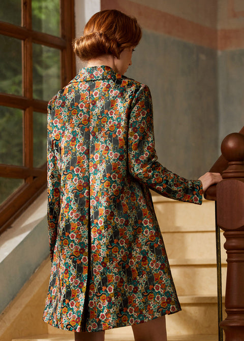 Timeless Brocade Midi Coat Feline Floral / M Timeless Brocade Midi Coat Feline Floral / M