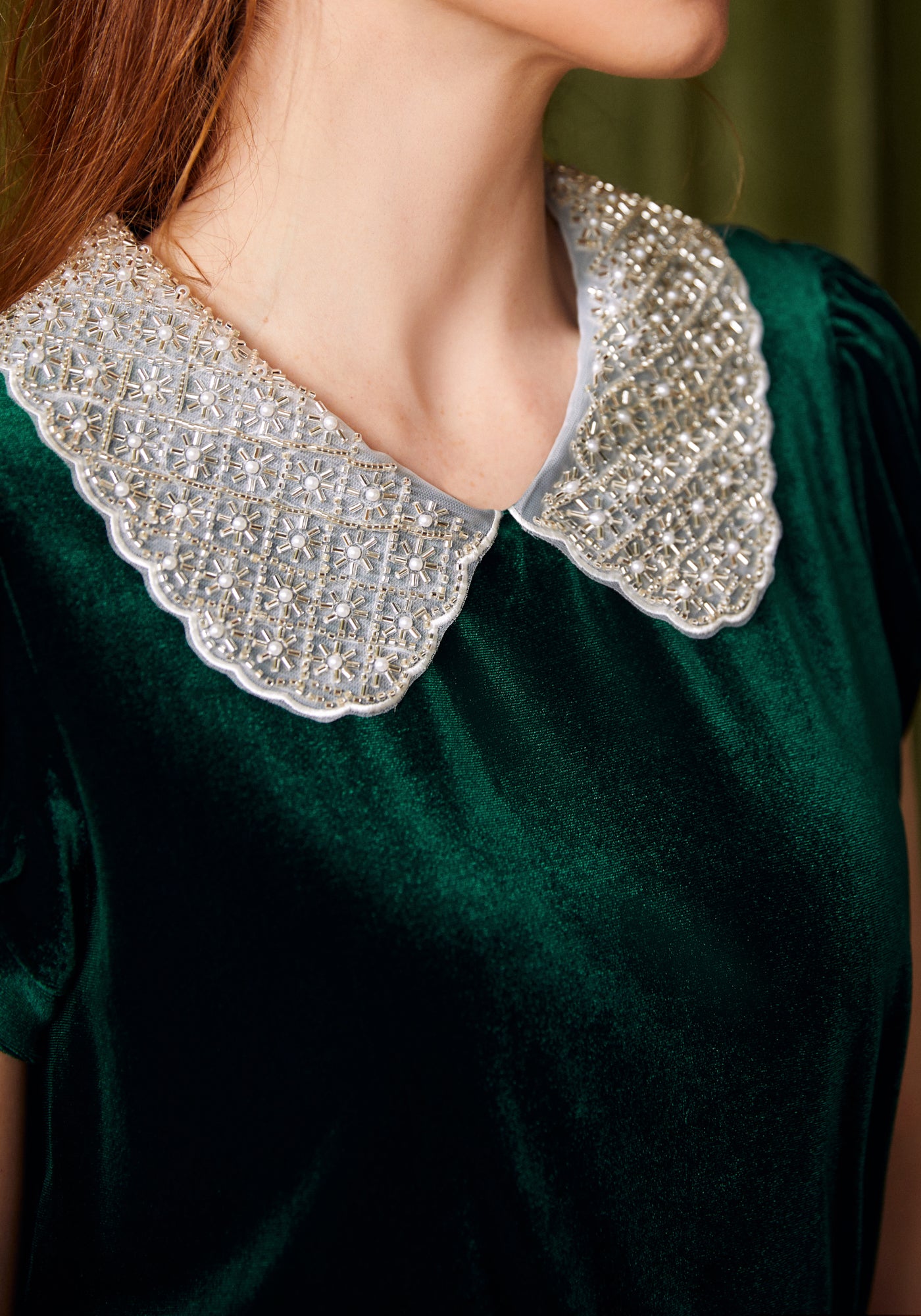 Diner Delight Peter Pan Collar Velvet Top (Final Sale)