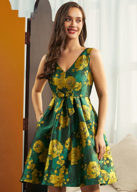 Gilded Garden Fit & Flare Dress