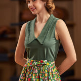 Sweet Stitched Collar V-Neck Top