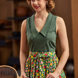 Sweet Stitched Collar V-Neck Top
