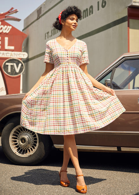 vintage fit and flare dress Such a Vintage Find Fit & Flare Dress in Pastel Picnic, Size 1X