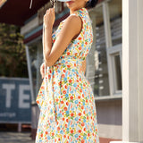 Side view of a colorful cotton shirt dress with a flattering fit-and-flare silhouette for everyday wear.