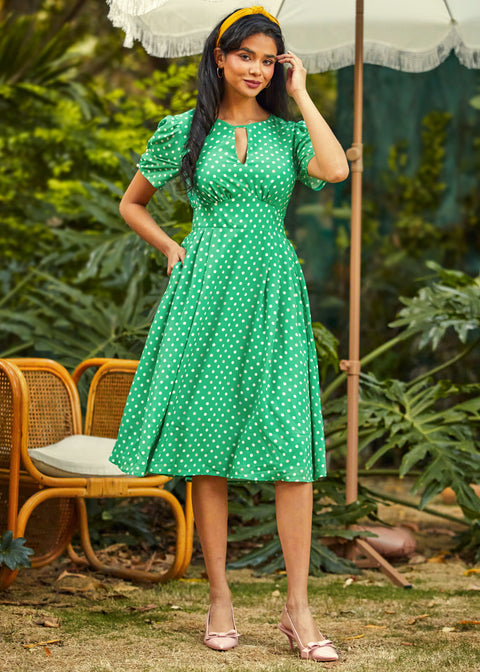 Picnic Perfection Fit & Flare Dress in Sweet Pea, Size M