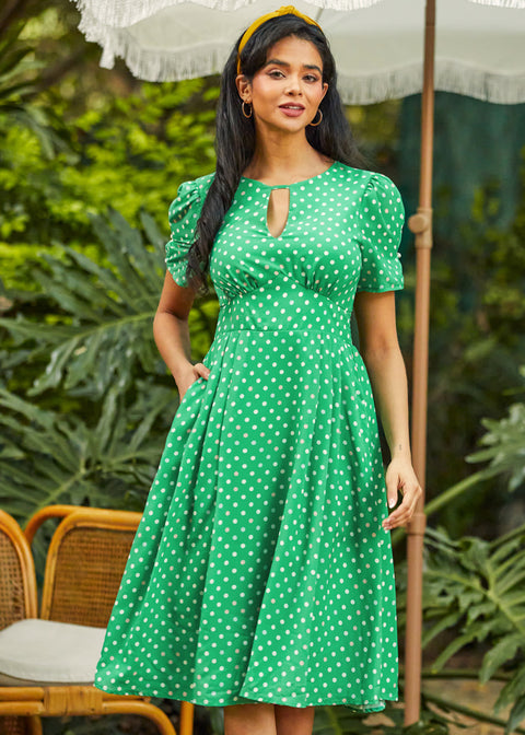 Picnic Perfection Fit & Flare Dress in Sweet Pea, Size 2X